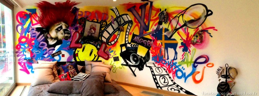 Chambre pleine de graffitis